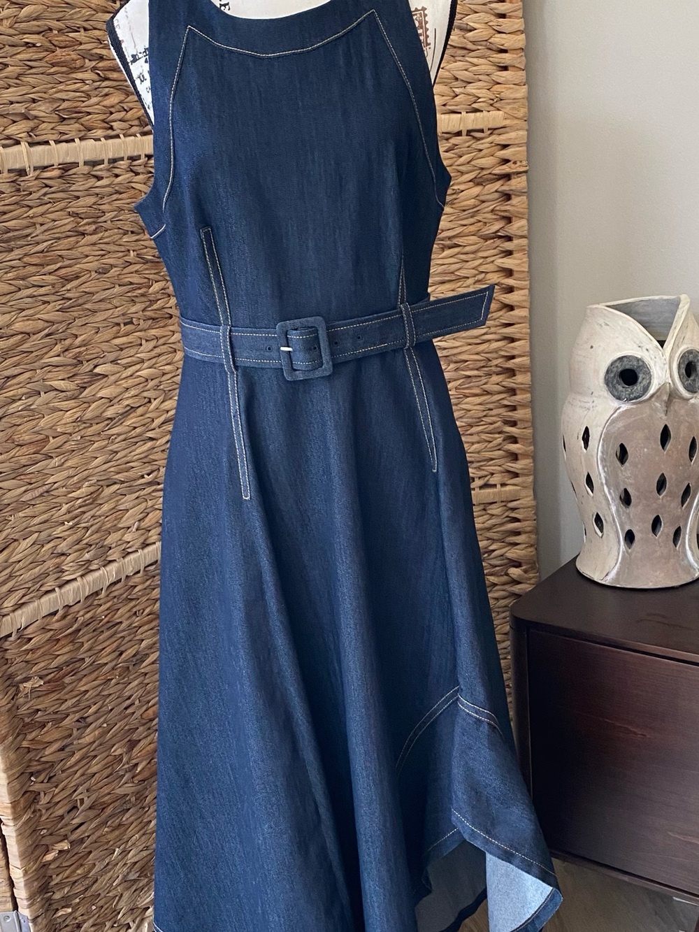 cinq a sept navy blue denim maxi dress